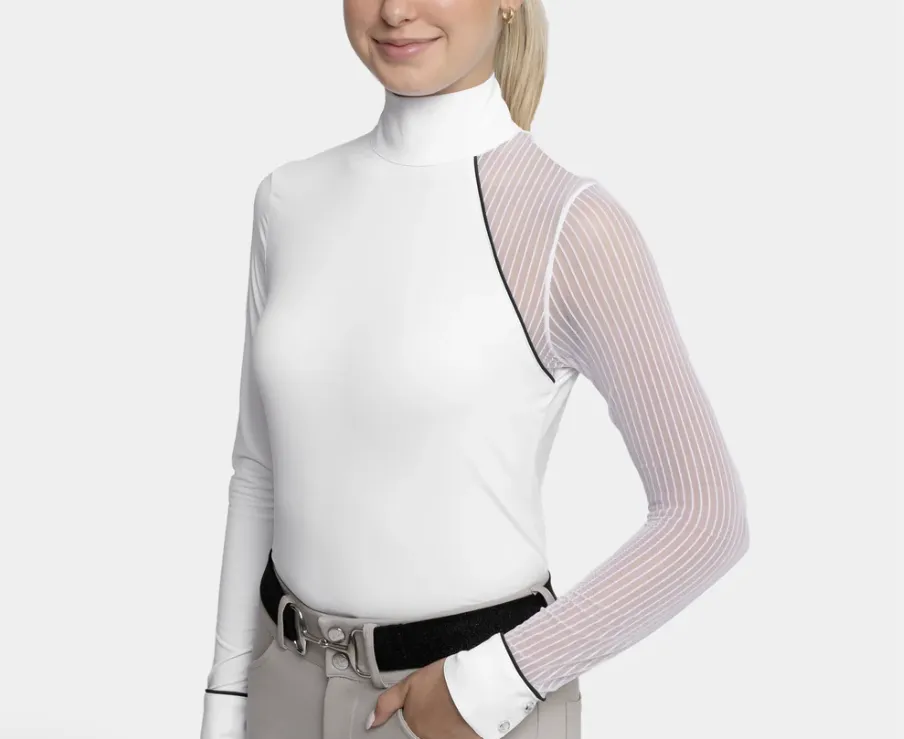 [200201001XSWB] The Astra Ladies Show Shirt - White (XS, White With Black Piping)